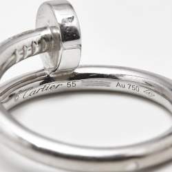 Pre Owned Cartier Juste Un Clou 18k White Gold Classic Model Ring Size 55