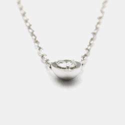 Pre Owned Cartier D'Amour Heart 18K White Gold Diamond Necklace 