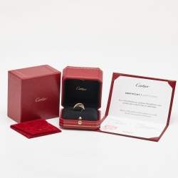 Pre Owned Cartier Trinity 18k Three Tone Gold Small Model Ring Size 53