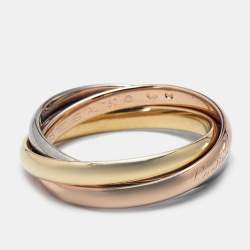 Pre Owned Cartier Trinity 18k Three Tone Gold Small Model Ring Size 53