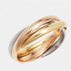 Pre Owned Cartier Trinity 18k Three Tone Gold Small Model Ring Size 53