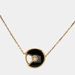 Pre Owned Cartier Amulette De Cartier Onyx Diamond 18k Rose Gold XS Model Bracelet