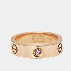 Pre Owned Cartier Love Pink Sapphire 18k Rose Gold Ring Size 58