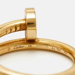 Pre Owned Cartier Juste Un Clou 18K Yellow Gold Ring Size 58