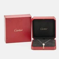 Pre Owned Cartier Himalia Diamonds Cultured Pearl 18k White Gold Pendant Necklace