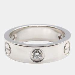 Pre Owned Cartier Love 18K White Gold, Diamond Ring EU 52