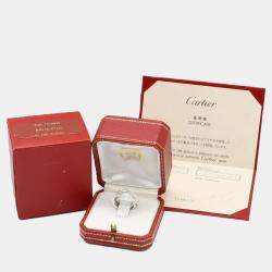 Pre Owned Cartier Trinity Diamonds 18K White Gold Ring EU 49