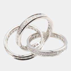 Pre Owned Cartier Trinity Diamonds 18K White Gold Ring EU 49
