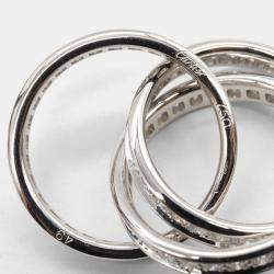 Pre Owned Cartier Trinity Diamonds 18K White Gold Ring EU 49