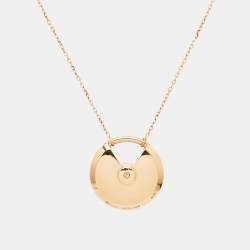 Pre Owned Cartier Amulette De Cartier Diamonds Malachite 18k Rose Gold Long Pendant Necklace