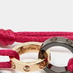 Pre Owned Cartier Love Ceramic Diamonds 18k Rose Gold Cord Bracelet