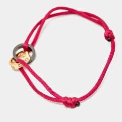 Pre Owned Cartier Love Ceramic Diamonds 18k Rose Gold Cord Bracelet