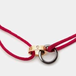 Pre Owned Cartier Love Ceramic Diamonds 18k Rose Gold Cord Bracelet
