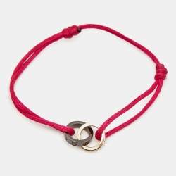 Pre Owned Cartier Love Ceramic Diamonds 18k Rose Gold Cord Bracelet