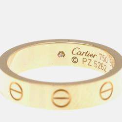 Pre Owned Cartier Love 18K Rose Gold, Diamond Band Ring EU 50