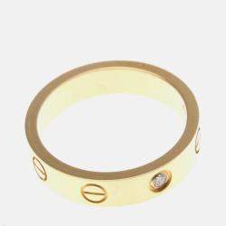 Pre Owned Cartier Love 18K Rose Gold, Diamond Band Ring EU 50