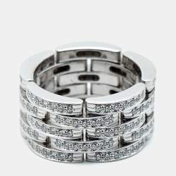 Pre Owned Cartier Maillon Panthere Diamonds 18k White Gold Ring 52