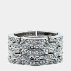 Pre Owned Cartier Maillon Panthere Diamonds 18k White Gold Ring 52
