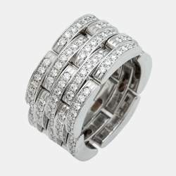 Pre Owned Cartier Maillon Panthere Diamonds 18k White Gold Ring 52