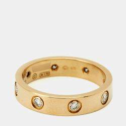 Pre Owned Cartier Love 8 Diamond 18k Yellow Gold Small Model Wedding Band Ring 51