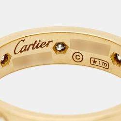 Pre Owned Cartier Love 8 Diamond 18k Yellow Gold Small Model Wedding Band Ring 51