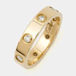 Pre Owned Cartier Love 8 Diamond 18k Yellow Gold Small Model Wedding Band Ring 51