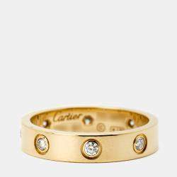 Pre Owned Cartier Love 8 Diamond 18k Yellow Gold Small Model Wedding Band Ring 51