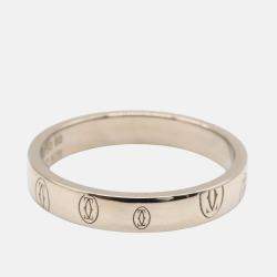 Pre Owned Cartier Happy Birthday 18K White Gold Band Ring EU 60