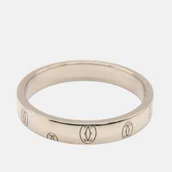 Pre Owned Cartier Happy Birthday 18K White Gold Band Ring EU 60