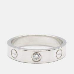 Pre Owned Cartier Love 18K White Gold and Diamond Band Ring EU 50