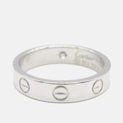 Pre Owned Cartier Love 18K White Gold and Diamond Band Ring EU 50