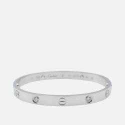Pre Owned Cartier Love 18K White Gold, Diamond Bangle Bracelet