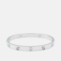 Pre Owned Cartier Love 18K White Gold, Diamond Bangle Bracelet