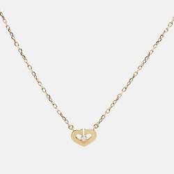 Pre Owned Cartier Heart C de Cartier Diamond 18k Rose Gold Necklace