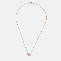Pre Owned Cartier Heart C de Cartier Diamond 18k Rose Gold Necklace
