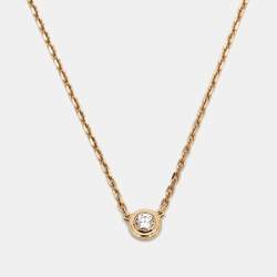 Pre Owned Cartier D'amour Diamond 18k Yellow Gold Mini Model Necklace