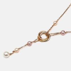 Pre Owned Cartier Trinity de Cartier Cultured Pearl 18K Three Tone Gold Necklace