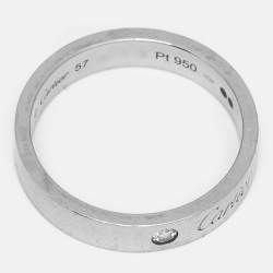 Pre Owned Cartier C de Cartier Diamond Platinum Wedding Band Ring Size 57