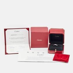 Pre Owned Cartier C de Cartier Diamond Platinum Wedding Band Ring Size 57