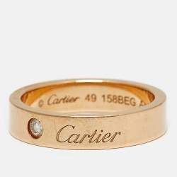 Pre Owned Cartier C De Cartier Diamond 18k Rose Gold Wedding Band Ring Size 49