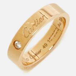 Pre Owned Cartier C De Cartier Diamond 18k Rose Gold Wedding Band Ring Size 49