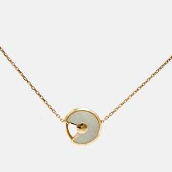 Pre Owned Cartier Amulette De Cartier Mother of Pearl Diamond 18k Yellow Gold XS Model Bracelet