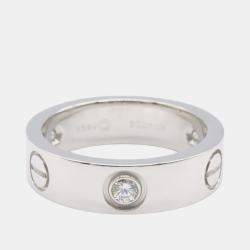 Pre Owned Cartier Love 18K White Gold and Diamond Band Ring EU 53