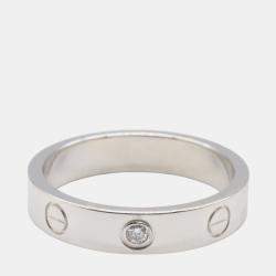 Pre Owned Cartier Love 18K White Gold Diamond Ring EU 53