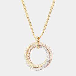 Pre Owned Cartier Trinity De Cartier Large 18K Yellow, White and Rose Gold Diamonds Necklace