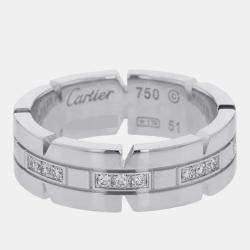 Pre Owned Cartier Tank Francaise 18K White Gold and Diamond Ring EU 51