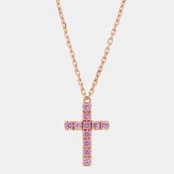 Pre Owned Cartier Cross 18K Rose Gold Pendant Necklace