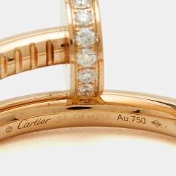 Pre Owned Cartier Juste Un Clou Diamonds 18k Rose Gold Classic Model Ring Size 57