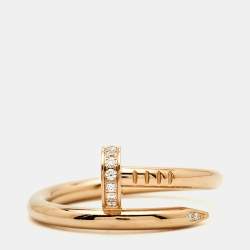 Pre Owned Cartier Juste Un Clou Diamonds 18k Rose Gold Classic Model Ring Size 57