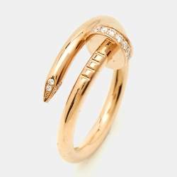Pre Owned Cartier Juste Un Clou Diamonds 18k Rose Gold Classic Model Ring Size 57